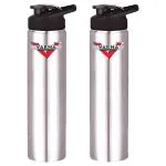 Varna Stainless Steel Single Wall Water Bottle with Flip Cap/Fridge Refrigerator Bottle/ 100% Leak Proof/Office Bottle/School Bottle, 900 ML, Set of 2