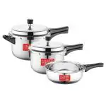 Classic Essentials Outer Lid Stainless Steel Pressure Cooker Set - 2L, 3L, 5L