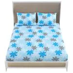 Mafatlal Sea Blue Pure Cotton Double Queen Size Bedsheet with 2 Pillow covers (90x100 inches)