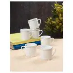 Clay Craft Ceramic Coffee Mug and Tea Cup Set - Set of 6, White, 100 ml each