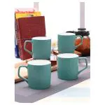 Clay Craft Executive Ceramic Coffee Mug and Tea Cup Set - Teal, Set of 4, 220 ml Each