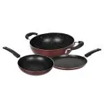 Livflame Non Stick Red Aluminium Cookware Sets Of 3