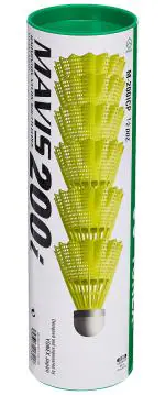 Yonex Badminton Shuttle Mavis 200i Nylon Shuttlecock Green Yellow (Pack of 6)