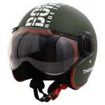 Ascone Thump Helmet, Matte Army Green Open face Helmet for men and women, ISI Certified Motorbike helmet (Size L)