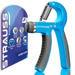 Strauss Adjustable Hand Grip| Adjustable Resistance (10KG - 40KG) | Hand Gripper for Home & Gym Workouts | Perfect for Finger & Forearm Hand Exercises & Strength Building for Men & Women (Black/Blue), Fitness Accessories