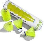 Strauss Smash Hit-22 Nylon Shuttlecock (Pack of 6) | Stable Flight, Fast Recovery & Near Feather Shuttle Performance | Medium Speed, Durable & Less Frequent Replacement (Yellow), Shuttlecocks