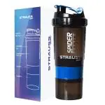 STRAUSS Spider Gym Shaker Bottle | Shakers for Protein Shake with 2 Storage Compartment | Leakproof Gym Protein Shaker for Post and Pre-Workout Drink | 100% BPA Free (500 ML, Pack of 1,Blue), Water Bottles & Shakers