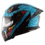 AXOR Apex Venomous Helmet, Black Neon Blue Helmet, full face Helmet, Helmet for men and women - Premium Quality Helmet, ISI certified (Size M = 580mm)