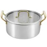 Home one Trimax Triply Stainless Steel Casserole with Glass Lid 24 cm (5 Litre)