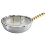 Home one Trimax Triply Stainless Steel Wok With Lid 24 cm