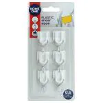 Home One medium Plastic White Sticky Hook Set of 6 SM1812