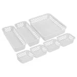 Ratan Plasticware Diana Grey Plastic Tray Storage Basket (Pack of 7)