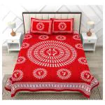 RajasthaniKart 100% Cotton 144 TC Double Bedsheet(232 cm X 218 cm) with 2 Pillow Covers(68 cm X 42 cm) Red Checkered