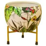 Healthchoice Green Leaf Iron Handmade Pitalnagi Meenakari Pots N Planter/Home/Indoor/Outdoor/Plant Container