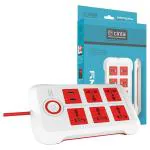 Cinta Browny White and Red 2 Meter 3 Pin 6+1 Spike Guard with USB (CE 3252)