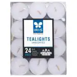 Iris White Unscented Tea Lights 24 pcs