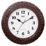 Ajanta Vintage Sweep Silent Brown Round Plastic Wall Clock 14 in (5017)
