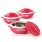 Cello Hot Feast Pack of 3 Thermoware Casserole Set (1500 ml, 1000 ml, 500 ml), Orange