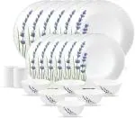 La Opala Novo Collection English Lavender White Opal Glass Dinner Set 20 pcs