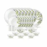 La Opala Novo Collection Lush Green White Opal Glass Dinner Set 23 pcs