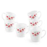 Cello Ricca Mug 6 Pcs Set | Cups for Tea,Coffee,Espressoc| Thermal Resistant | Light Weight | Red Rose Fantasy | 180ml