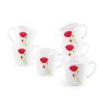 CELLO Ricca Mug 6 Pcs Set | Cups for Tea,Coffee,Espressoc| Thermal Resistant | Light Weight | Red Poppy | 180ml