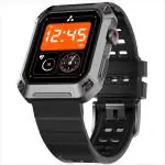 Ambrane Wise Stud 4.69 cm (1.85 inch) Sporty Rugged Metal Body, Uni Pair Bluetooth Calling Smartwatch, Black