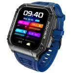 boAt Wave Armour 2 Smart Watch with 4.97 cm (1.96 inch) HD Display, Bluetooth Calling, Rugged Design, 100+ Watch Faces, Compass Feature, Big Box Speakers, Heart Rate & Blood Oxygen Monitoring, IP68 Rated (Dark Blue)