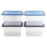 Home one Assorted Plastic Secure Storage Box 5L (Set of 4) - Design / Colour may vary
