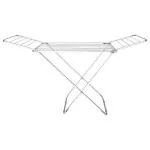 LIMETRO STEEL 202 Grade Heavy Gauge Stainless Steel Foldable Cloth Dryer Stand Double Rack Cloth Stands for Drying Clothes Steel (Cross) Heavy-Duty Clothes Dryer for Balcony, Indoor & Outdoor Use|Rust-Proof Laundry Rack
