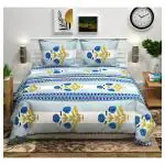 BSB Home Blue Rose Textile Floral Design Aspire Bedsheet With 2 Pillow Covers 4858