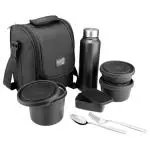 Classic Essentials 4 pcs Microwave Lunch Box with Steel Bottle and Bag