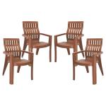 MAHARAJA FORTUNER Matte Glossy Chair for Home & Restaurant Plastic Outdoor Chair | Chairs for Living Room (Metallic Brown, Set of 4, Pre-Assembled)