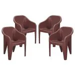 MAHARAJA Sigma for Home, Office | Comfortable | Arm Rest | Bearing Capacity up to 180 Kg Plastic Outdoor Chair  (Brown, Set of 4, Pre-assembled)