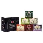 HEM Precious 6 Variant Assorted Incense Dhoop Cone Set - Rose, Chandan, Patchouli, Jasmine, Musk & Lavender Fragrances for Pooja, Rituals & Special Occassions (15.2 cm x 12.7 cm x 6.4 cm, Pack of 120)