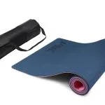 Fitness Mantra TPE Dual Color Anti-Slip Yoga Mat with Cover Bag| 6mm Thickness| Navy Pink, Yoga Mats