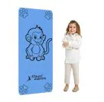 Fitness Mantra Pro Kids Monkey Design Yoga Mat with Carrying Strap for Children Workout [2 * 4 feet Size, Blue Color, Monkey Madness] Blue, Yoga Mats