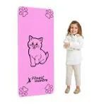 Fitness Mantra Pro Kids Cat Design Yoga Mat with Carrying Strap for Children Workout [2 * 4 feet Size, Pink Color, Kitty Meow] Pink, Yoga Mats