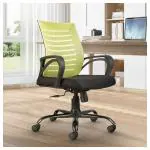 CELLBELL Desire C104 Mesh Mid Back Ergonomic Office Chair/Study Chair/Revolving Chair/Computer Chair for Work from Home Metal Base Seat Height Adjustable Chair [GREEN] | DIY