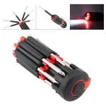 Zingla 8in1 Screwdriver Set with 6 LED Lights, Portable multifunctional 8-in-1 Screw driver tool set kit with torch and magnetic heads for Mobile, Laptop repairing & Household work