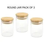 SWASTIK HOUSEWARES Set of 2 Glass Food Storage Containers Set, Airtight Food Jars with Bamboo Wooden Lids - Kitchen Canisters for Sugar,Candy, Cookie, Rice and Spice Jars (220 ml)
