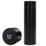 Cubent LED Temperature Display Water Bottle Double Wall Vacuum Insulated Stainless Steel Vacuum Drink Flasks Smart Water Cup for Travel for Hot and Cold Drinks (Black, 500ml)