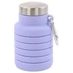 Cubent Expandable Silicone Sipper Water Bottle For Kids For Sports, Trekking, Cycling, Gym, School Water Bottle With Snap Hook, Blue (Pack Of 1), 500 ML