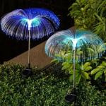 Cubent Solar Jellyfish Garden Light 600mAh Battery BIS Approved Fibre Optic Fountain LED IP65 Waterproof Outdoor Lamp with 2V Panel for Backyards Pathways (1Pc, Multicolor)