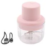 Zingla Mini Wireless USB Electric Garlic Chopper, Rechargeable Food Processor, Waterproof, Microwave Safe, with Liquid Cooling System (Pink)