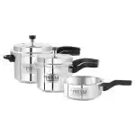 De Prism Aluminium Outer Lid 2, 3 & 5 L Non induction base Pressure Cooker Combo BIS Certified