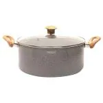 De Prism Sapphire Biriyani Pot 6 Litre 3mm Thick And 5 Coat Granite Non-Stick Coating (Aluminium, Non-Stick, Induction Bottom)
