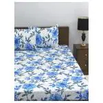 Rubix Home Mesmerize 144 TC Microfiber Blue Double Bedsheet (220cm X 220cm) With 2 Pillow covers
