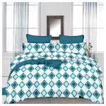 NEELA HOME DZIRE 140 TC COTTON DOUBLE BEDSHEET WITH 2 PILLOW COVERS | GEOMETRIC DESIGN | AQUA