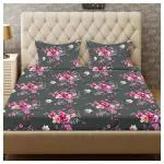 NEELA HOME GLAZE 95 GSM DOUBLE BEDSHEET WITH 2 PILLOW COVERS | FLORAL DESIGN |